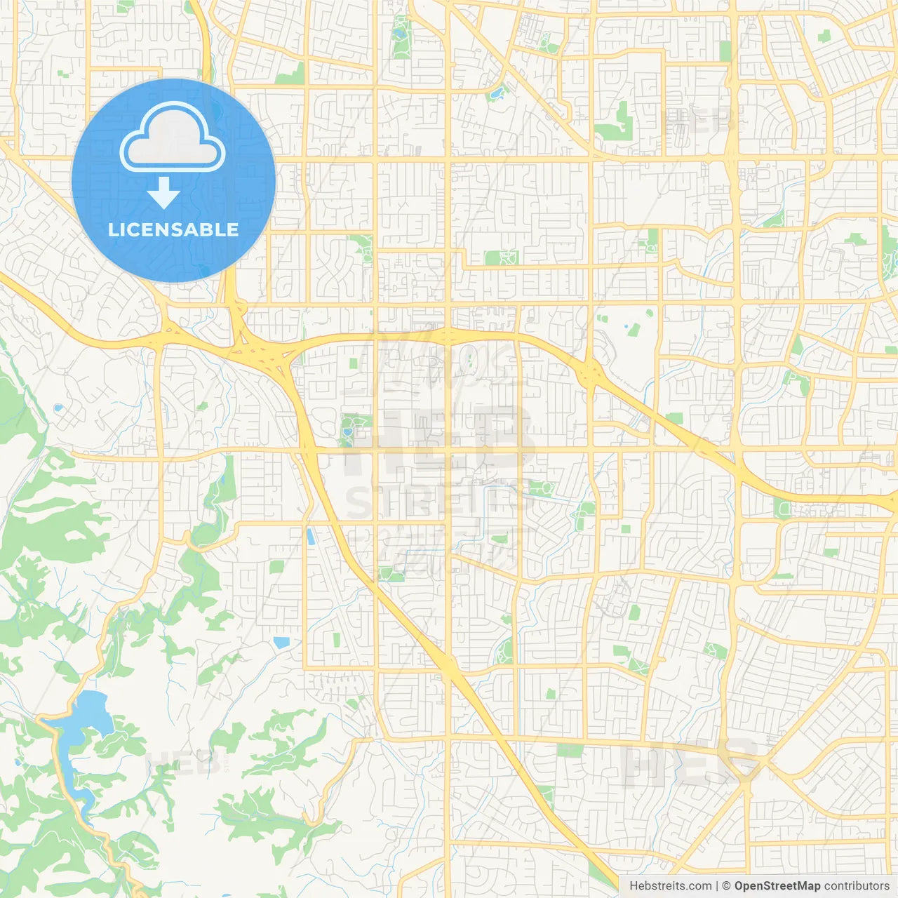 Empty vector map of Cupertino, California, USA