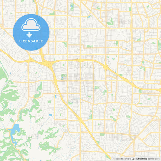 Empty vector map of Cupertino, California, USA