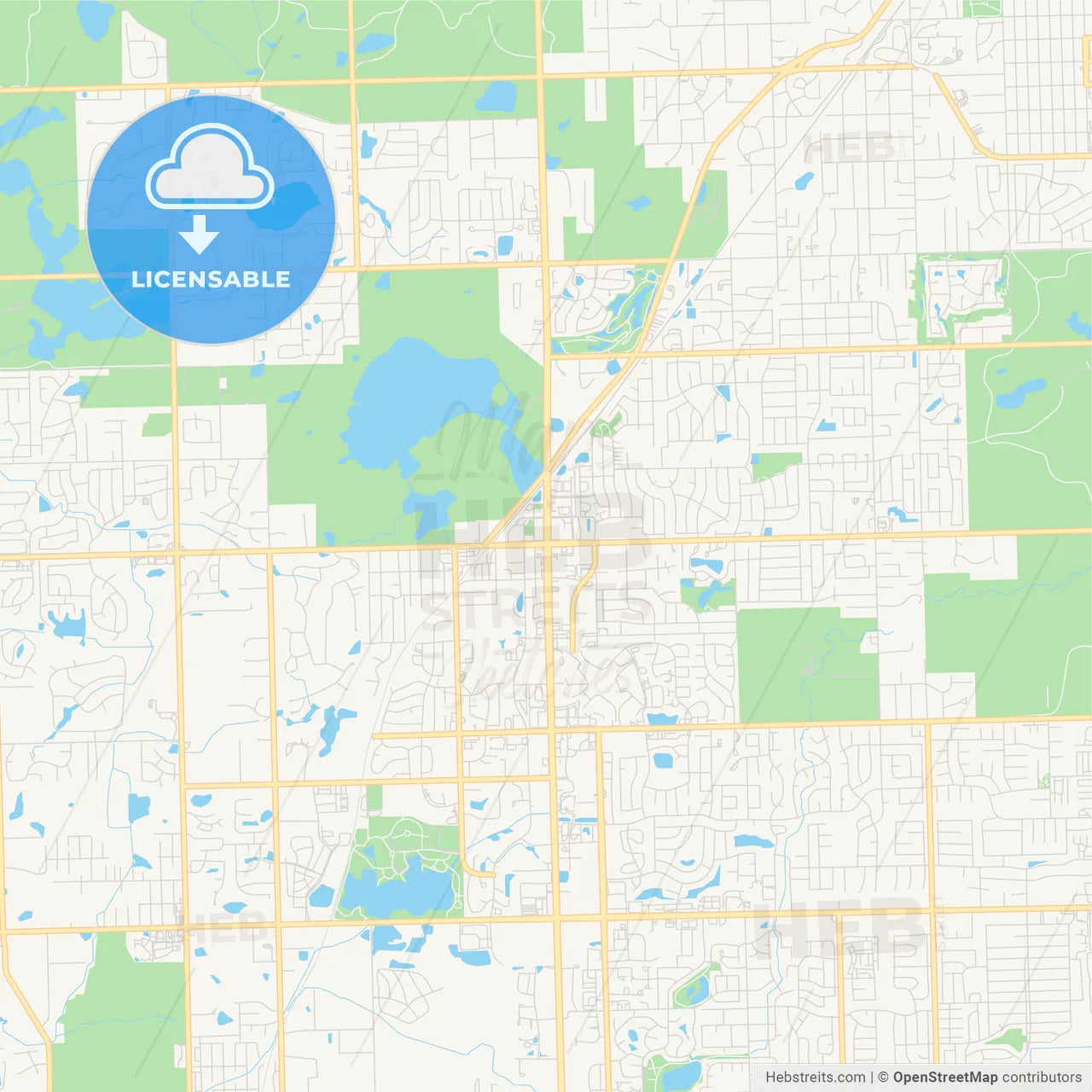 Empty vector map of Orland Park, Illinois, USA