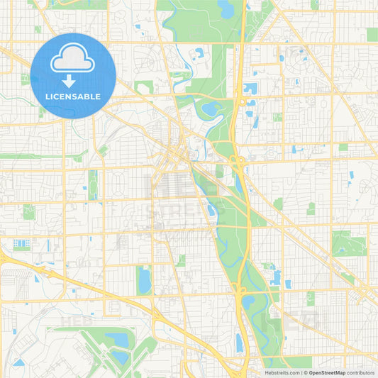 Empty vector map of Des Plaines, Illinois, USA
