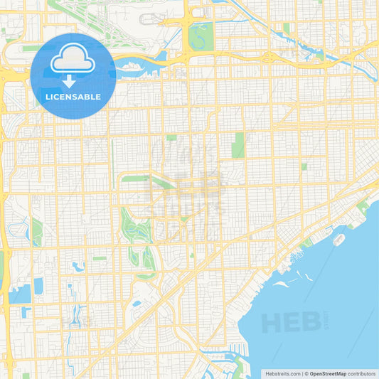 Empty vector map of Coral Gables, Florida, United States of America