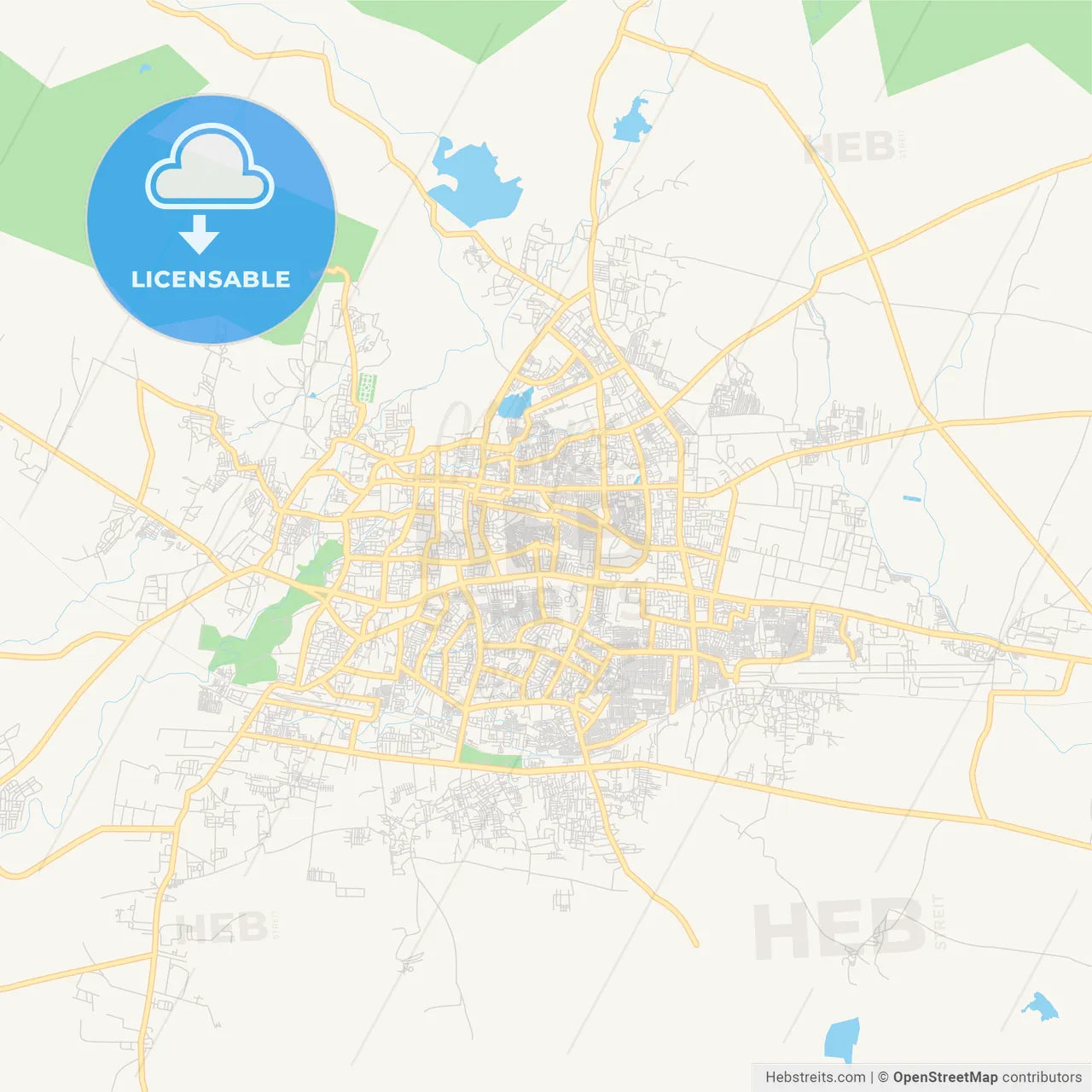 Printable street map of Aurangabad, India