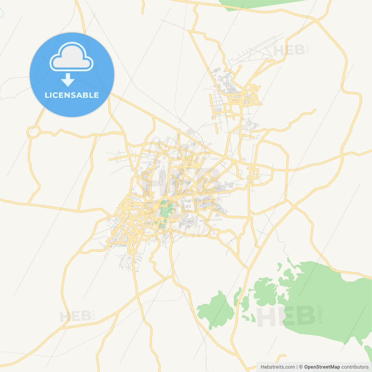 Printable street map of Gwalior, India