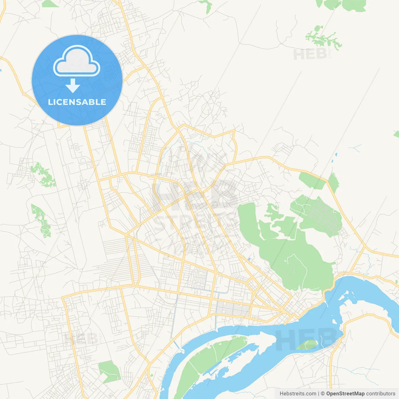 Printable street map of Bangui, Central African Republic