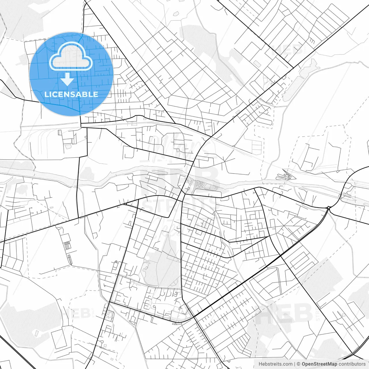 Vector PDF map of Kobryn, Belarus
