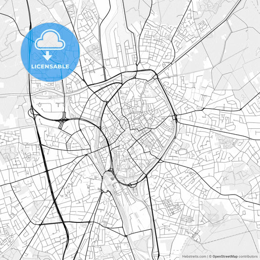 Vector PDF map of Bruges, Belgium
