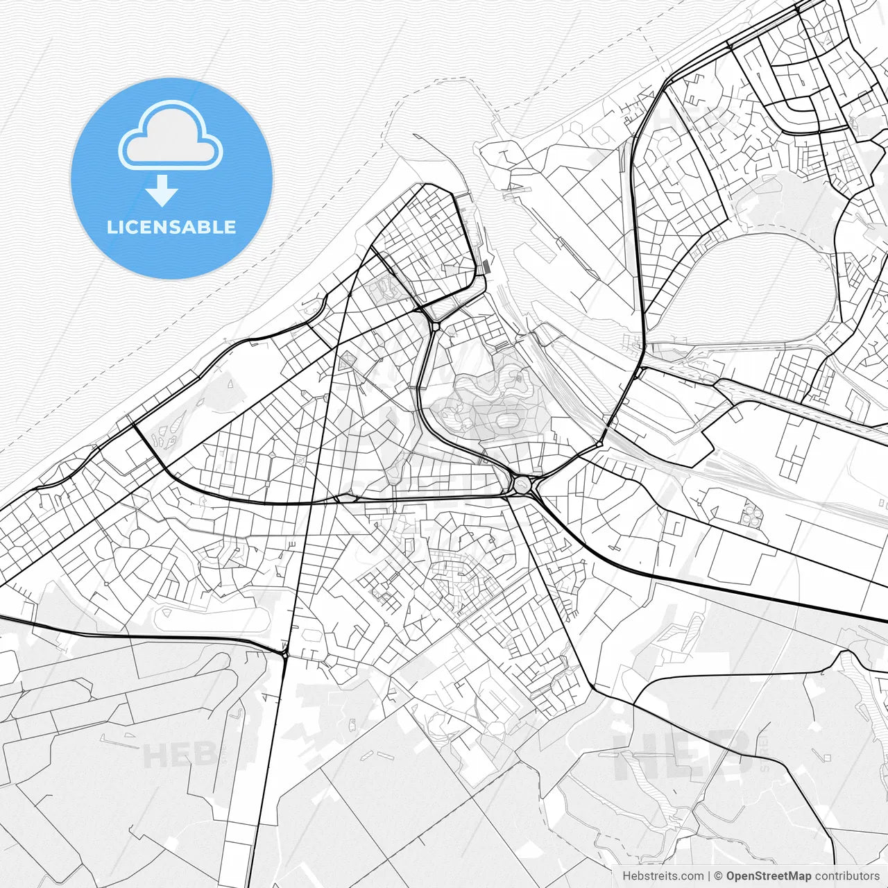 Vector PDF map of Ostend, Belgium
