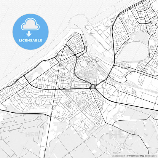 Vector PDF map of Ostend, Belgium
