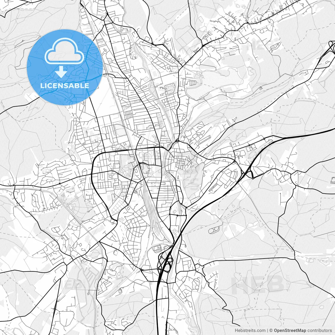 Vector PDF map of Belfort, France