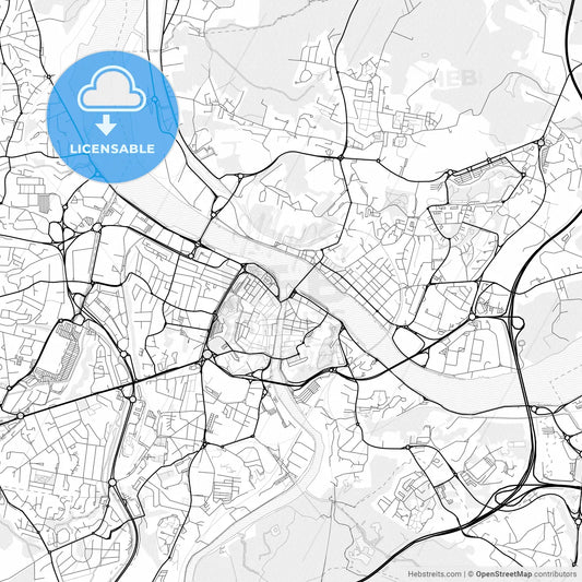Vector PDF map of Bayonne, France