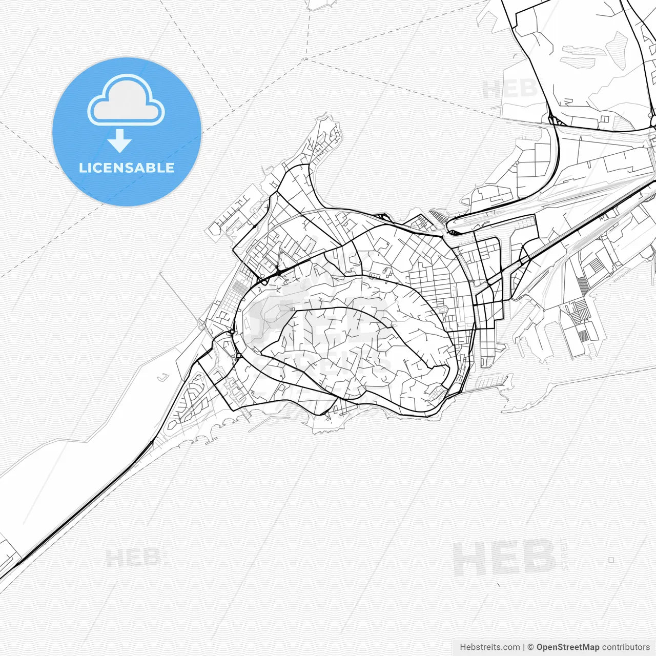 Vector PDF map of Sète, France