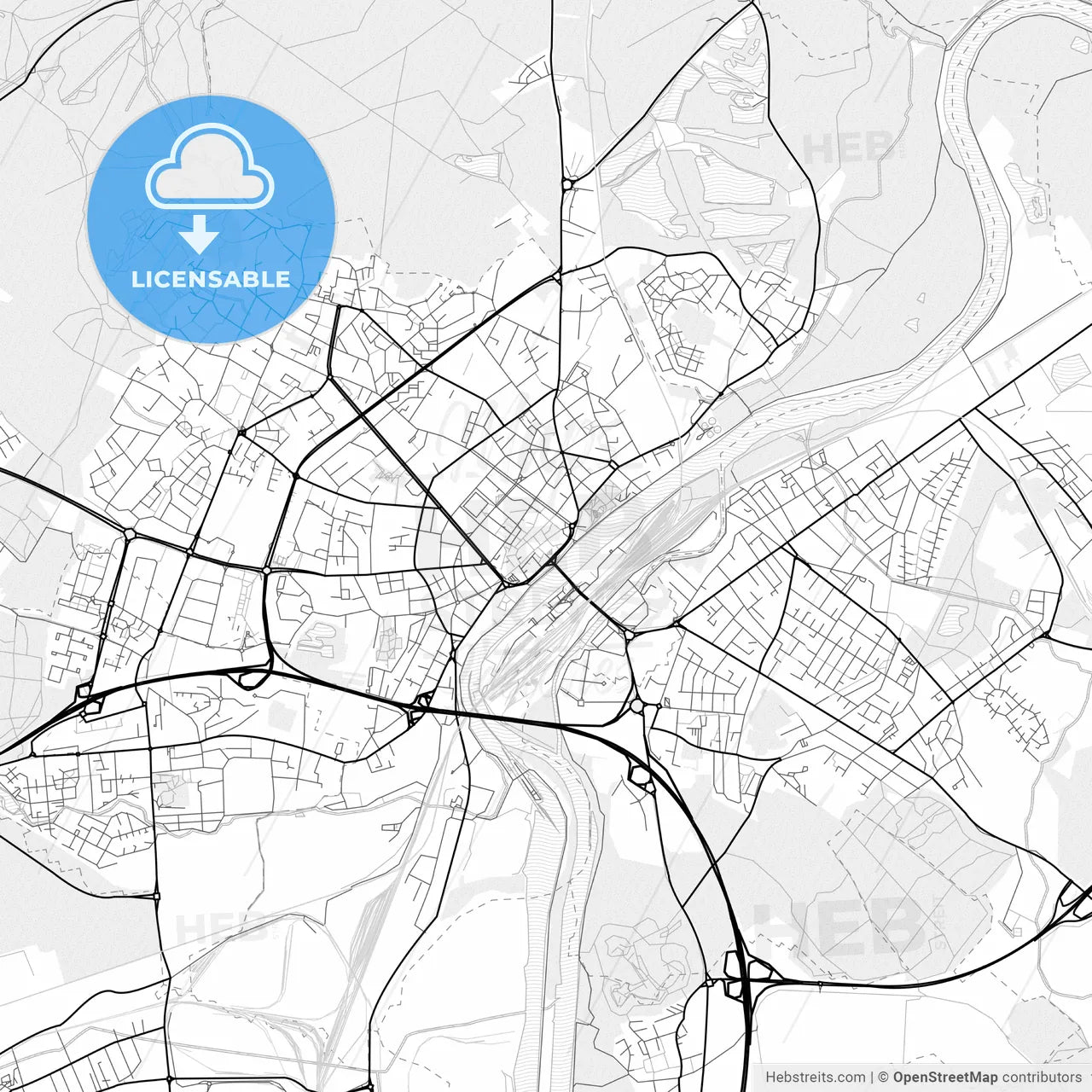 Vector PDF map of Thionville, France
