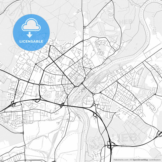 Vector PDF map of Thionville, France