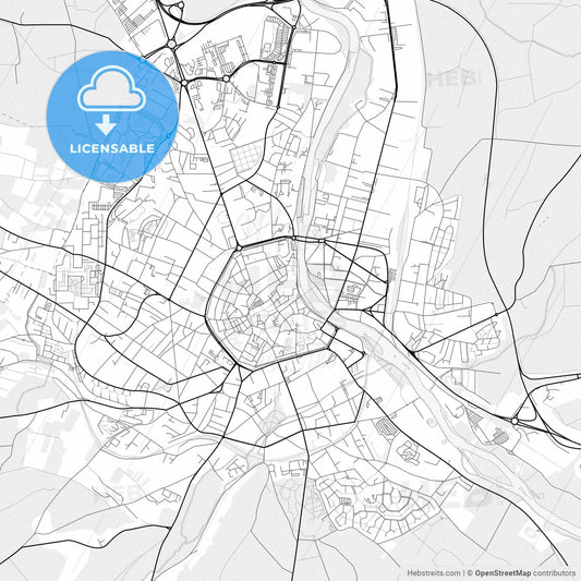Vector PDF map of Auxerre, France