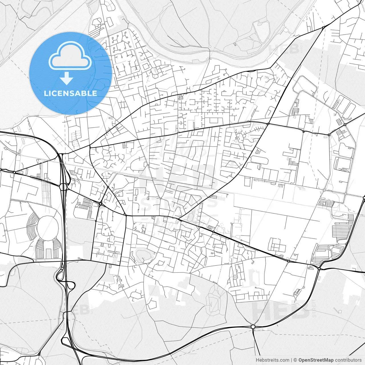 Vector PDF map of Meyzieu, France