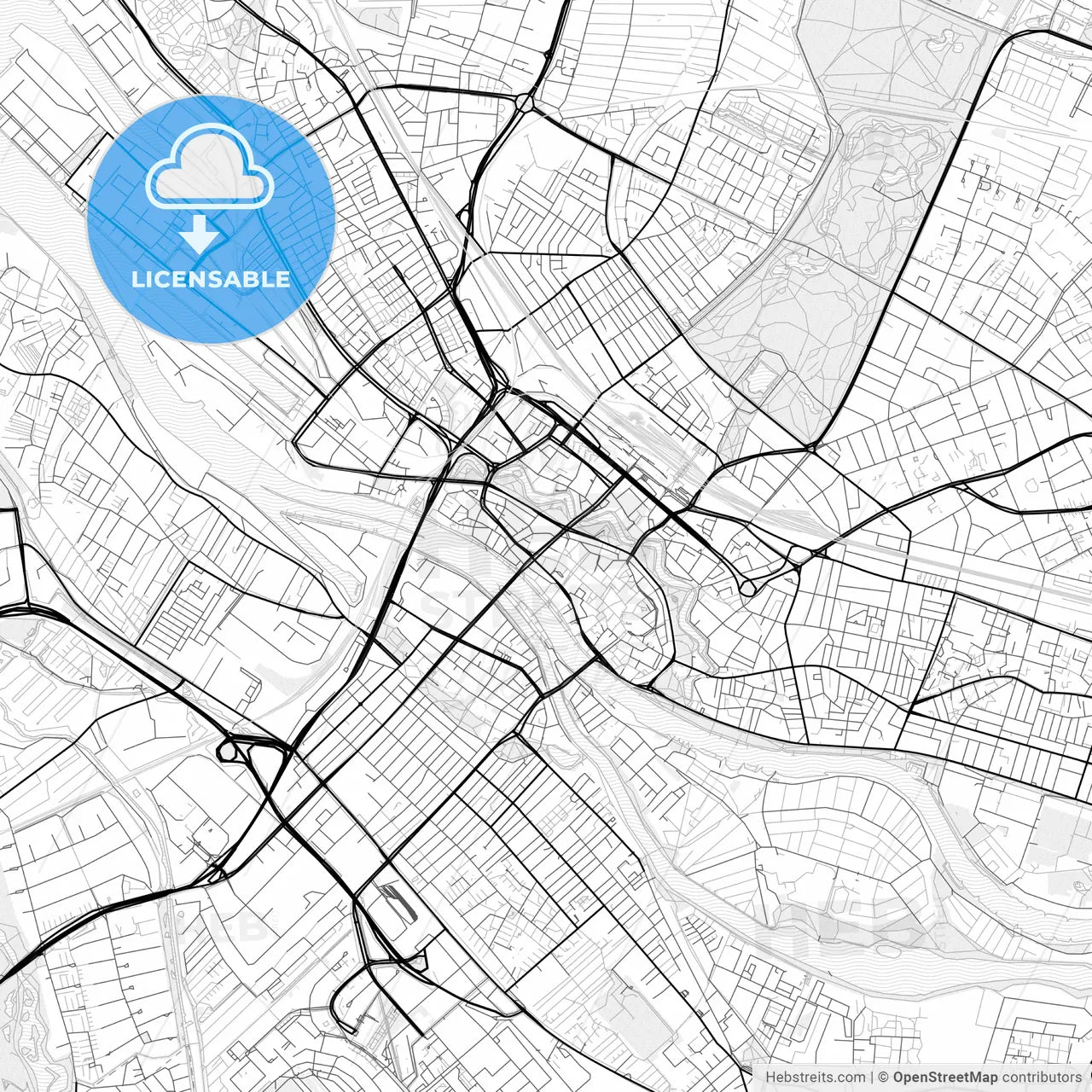 Vector PDF map of Bremen, Germany