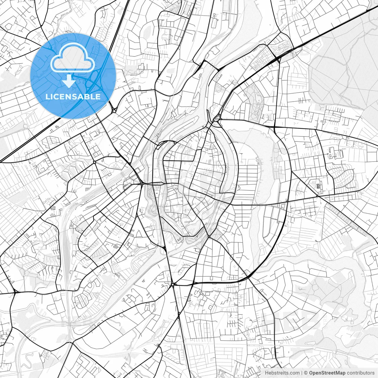 Vector PDF map of Lubeck, Germany