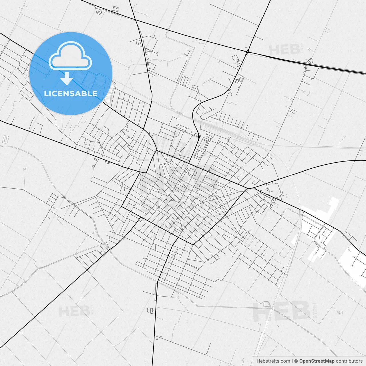Vector PDF map of Cegléd, Hungary
