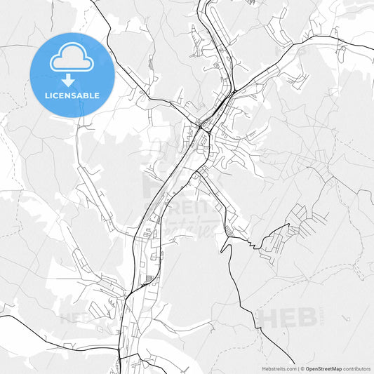 Vector PDF map of Salgótarján, Hungary