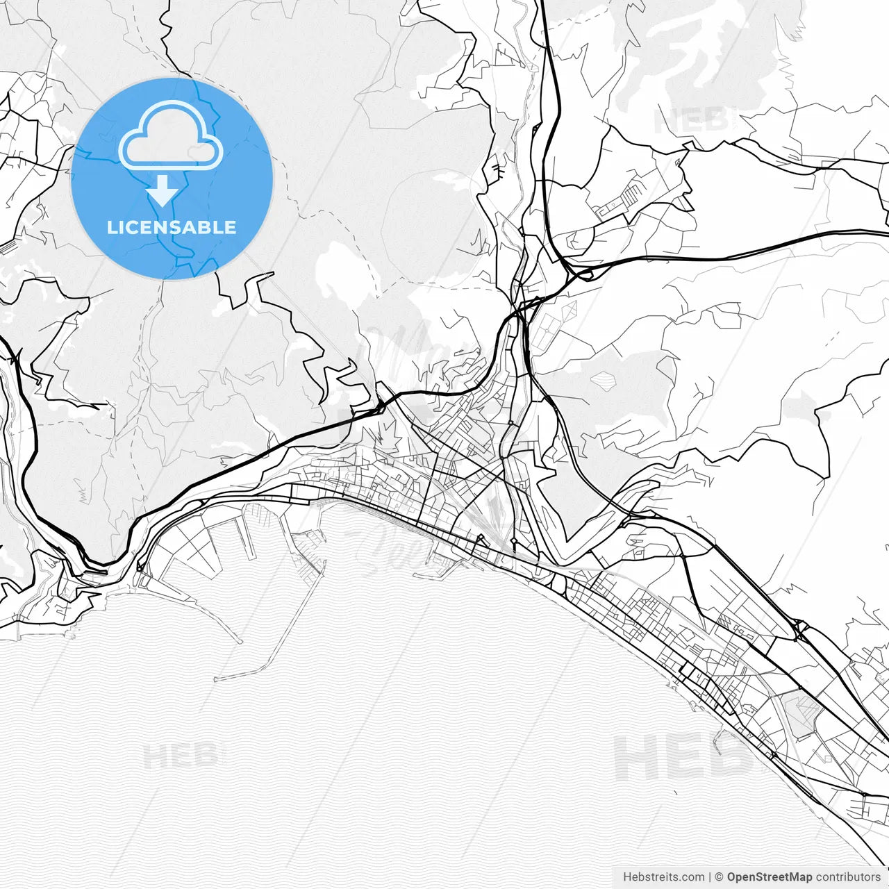 Vector PDF map of Salerno, Italy