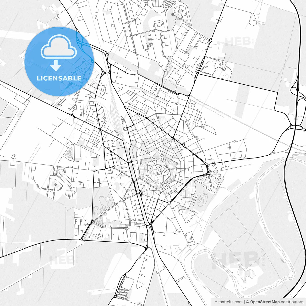 Vector PDF map of Grosseto, Italy