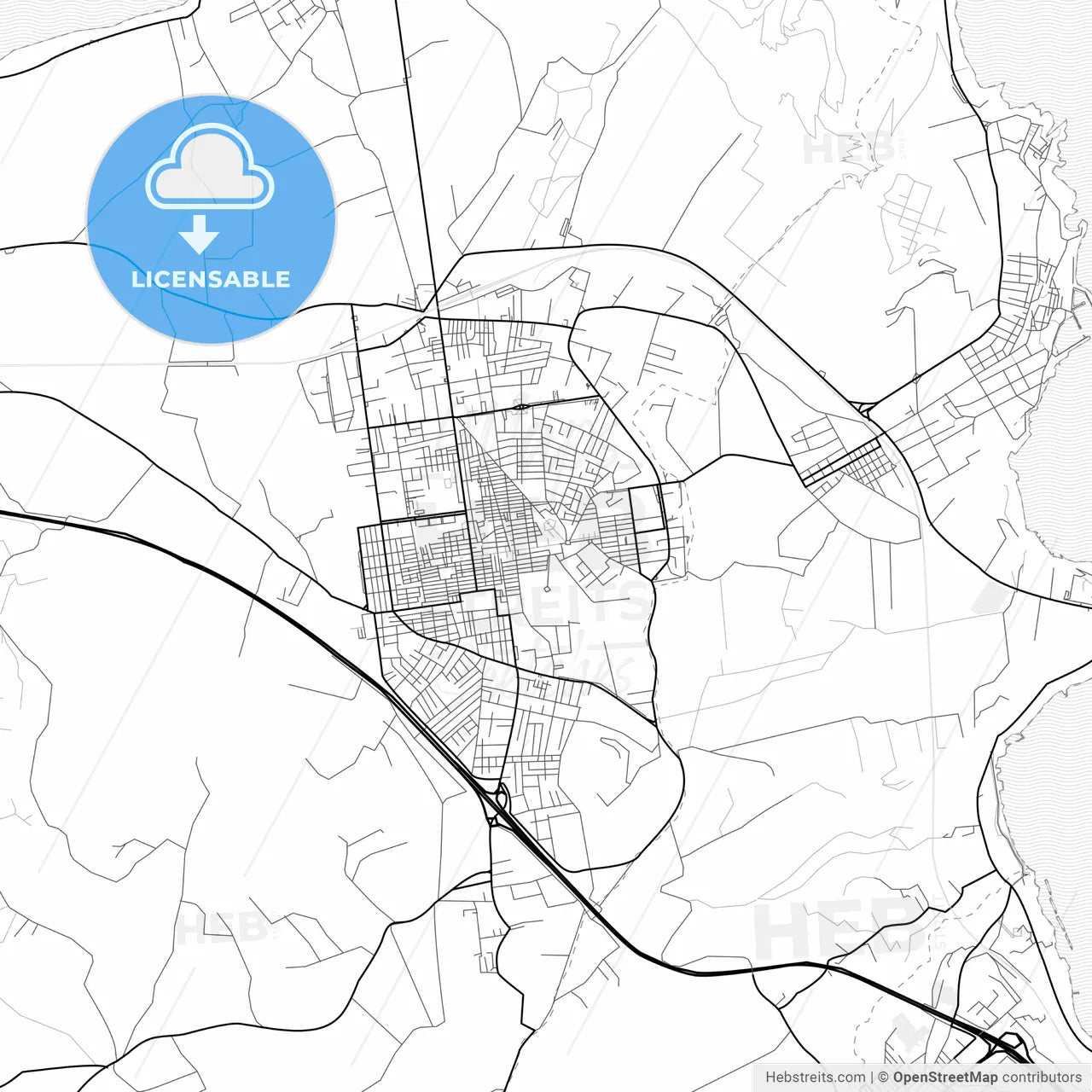 Vector PDF map of Bagheria, Italy