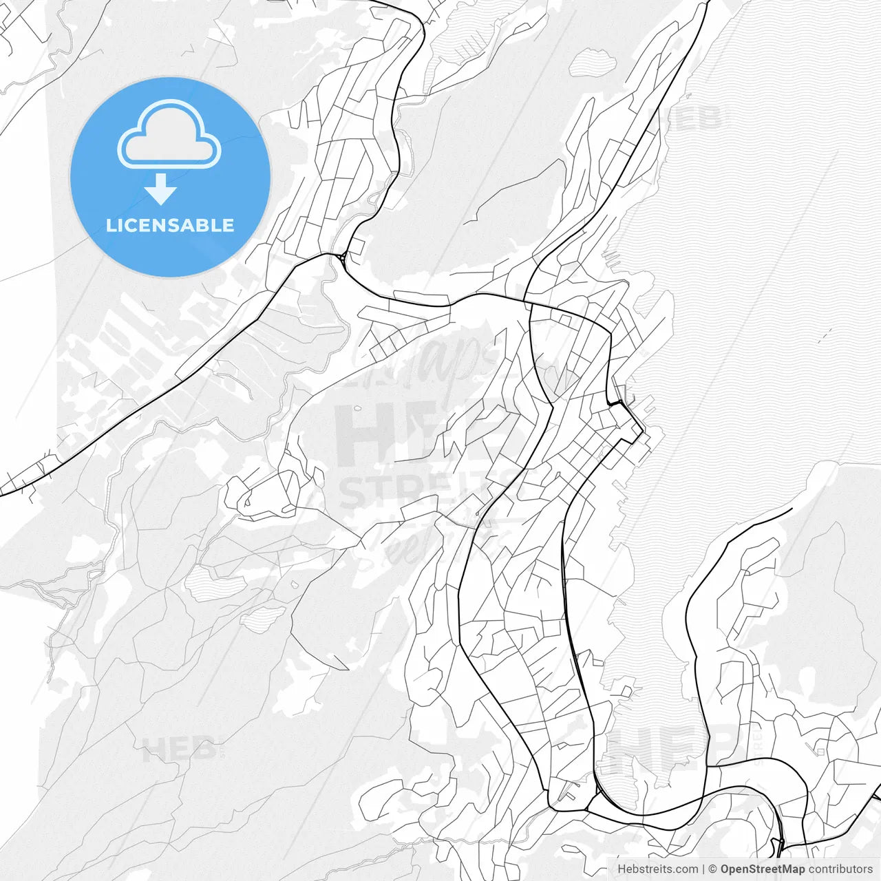 Vector PDF map of Harstad, Norway
