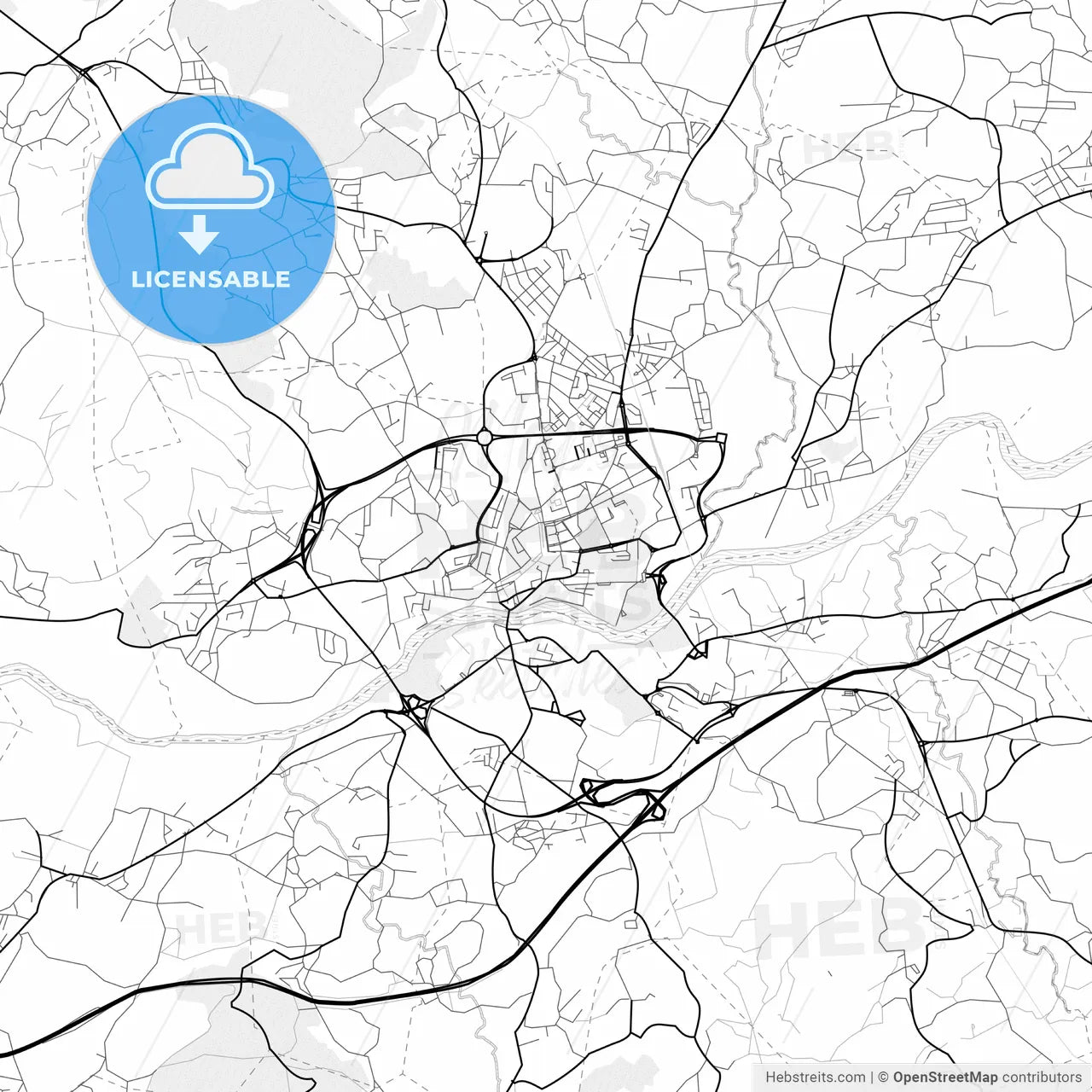 Vector PDF map of Barcelos, Portugal