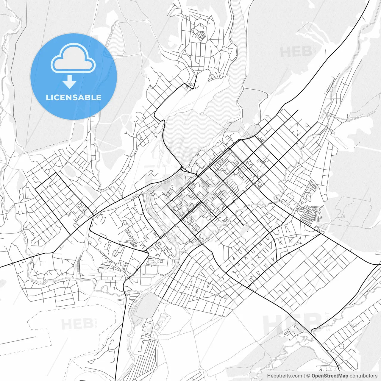 Vector PDF map of Beloretsk, Russia