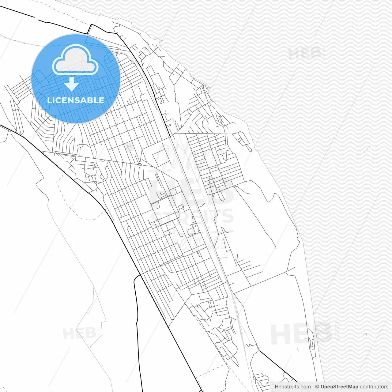 Vector PDF map of Izberbash, Russia
