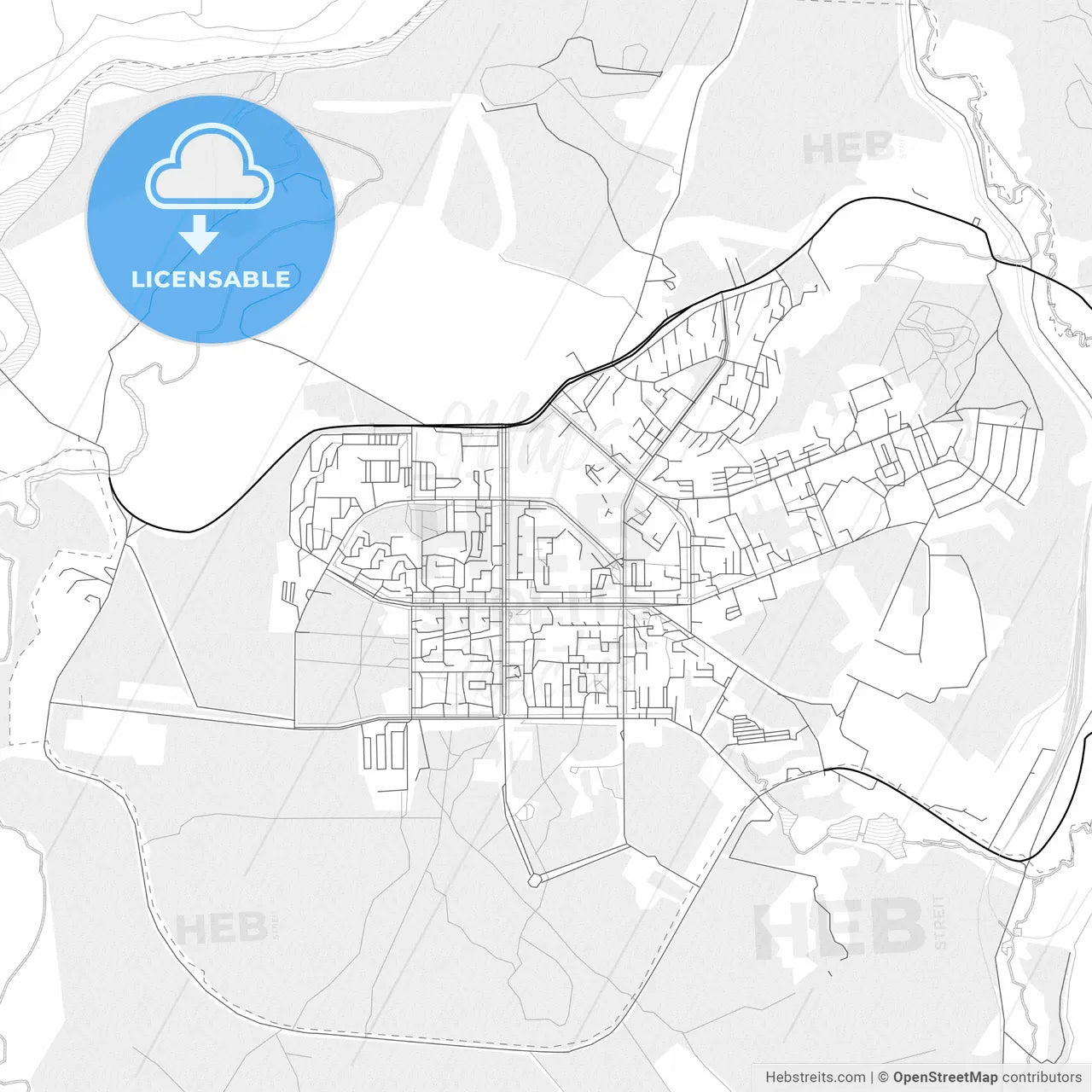 Vector PDF map of Neryungri, Russia