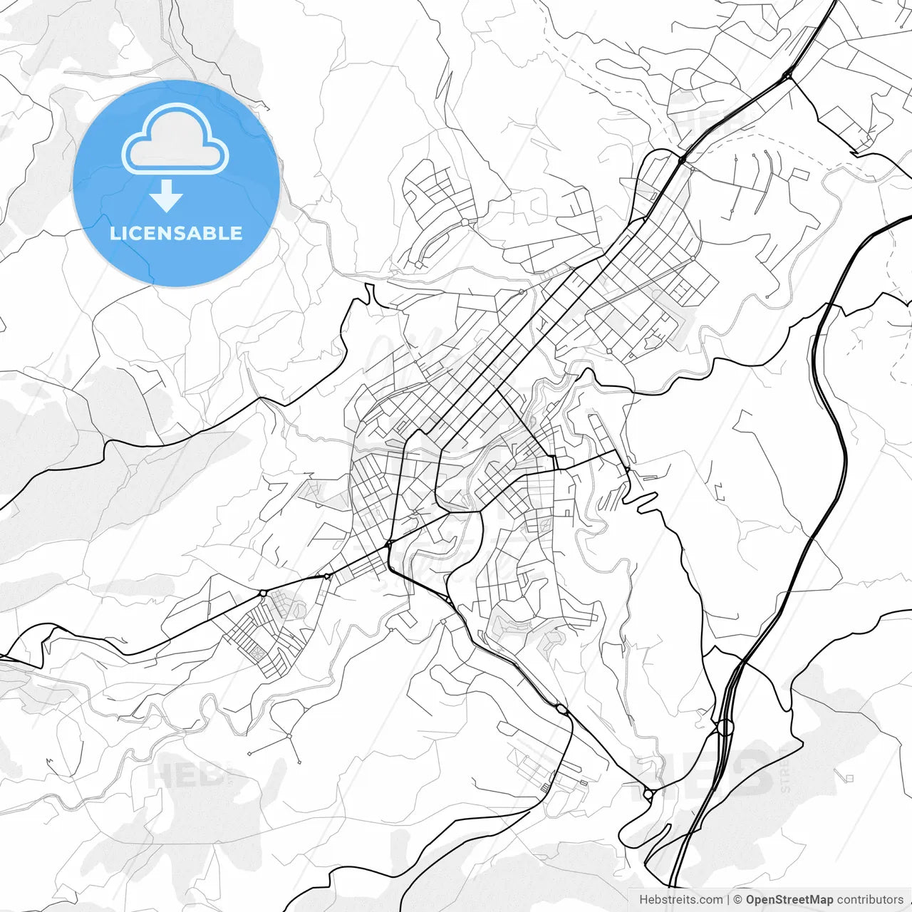 Vector PDF map of Alcoy, Spain