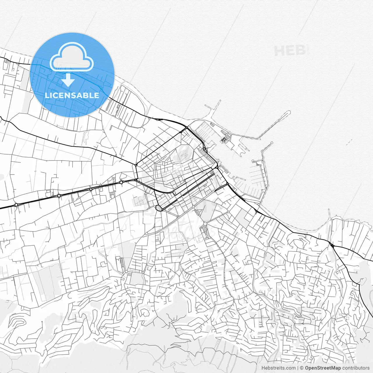 Vector PDF map of Denia, Spain