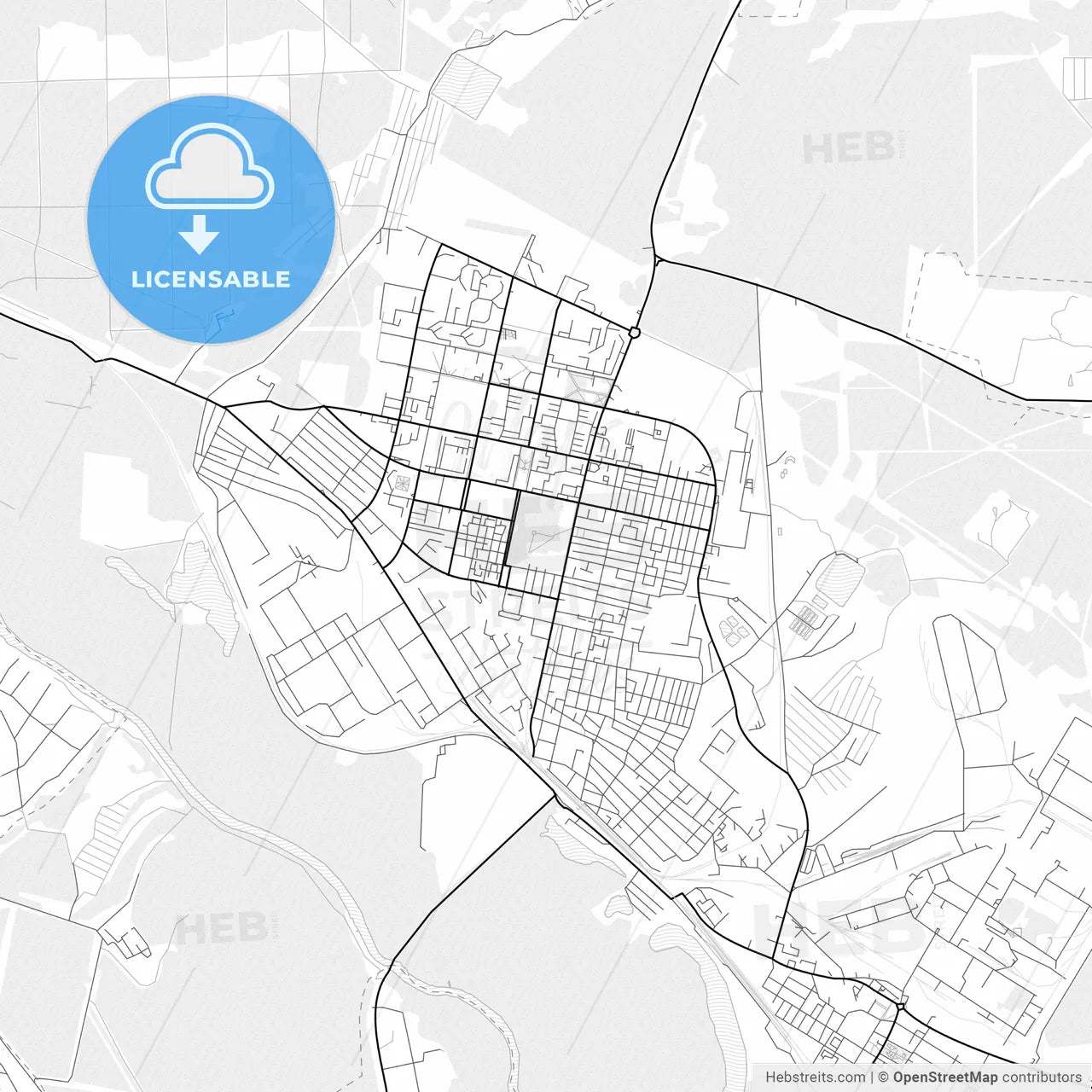 Vector PDF map of Rubizhne, Ukraine