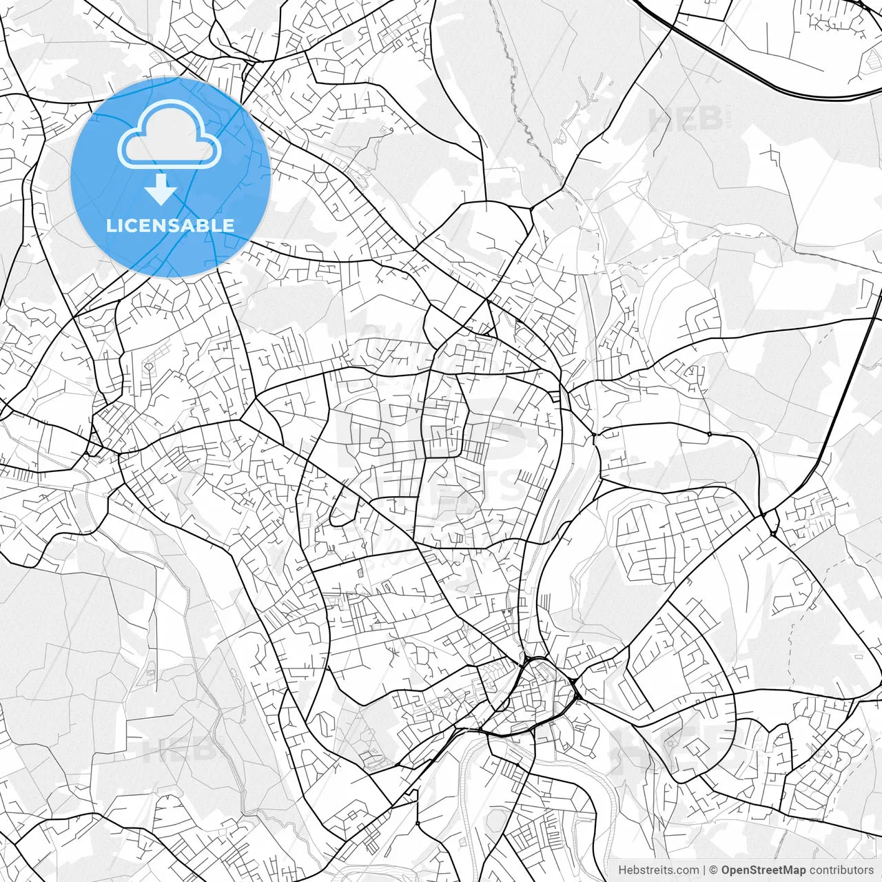 Vector PDF map of Batley, England
