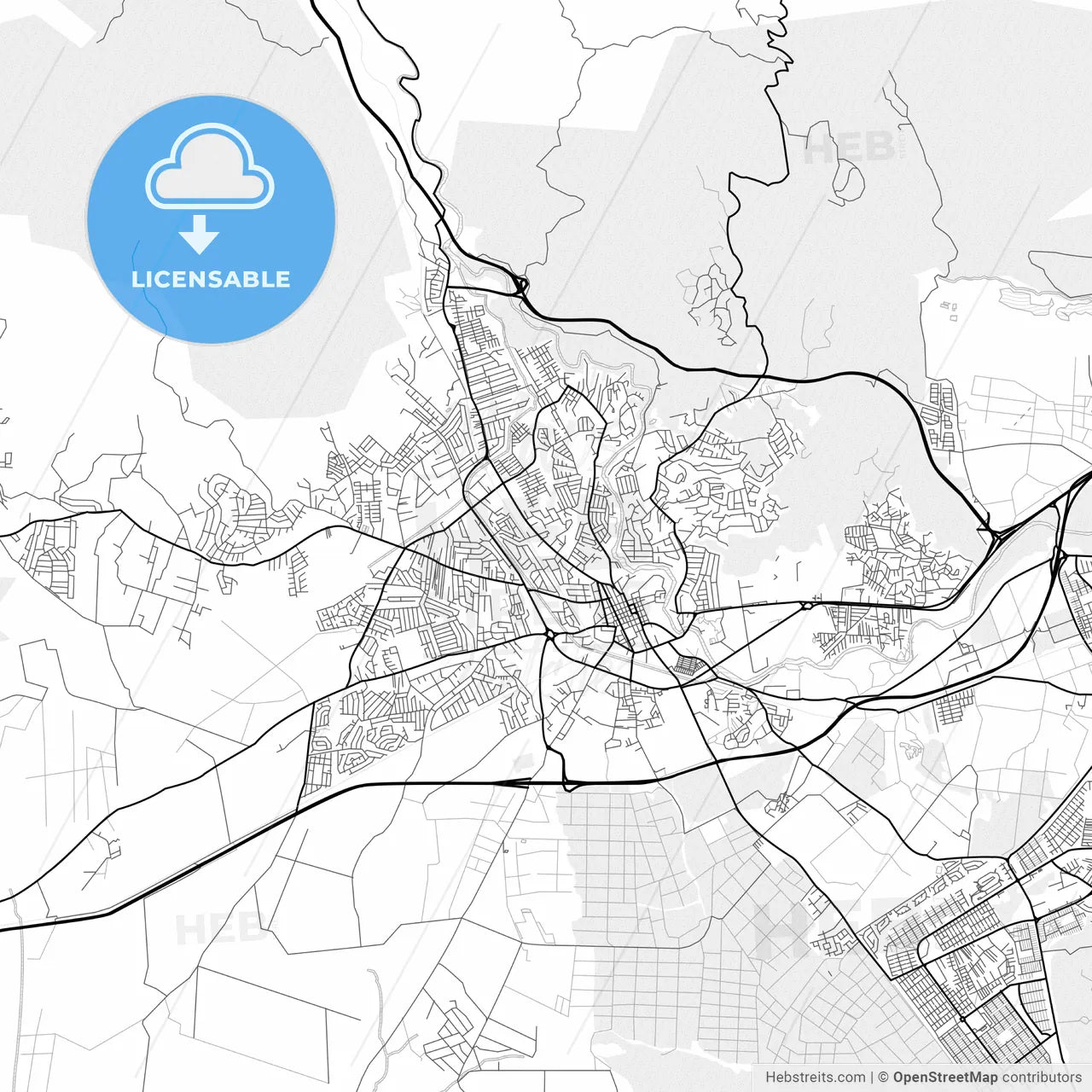 Vector PDF map of Spanish Town, Jamaica
