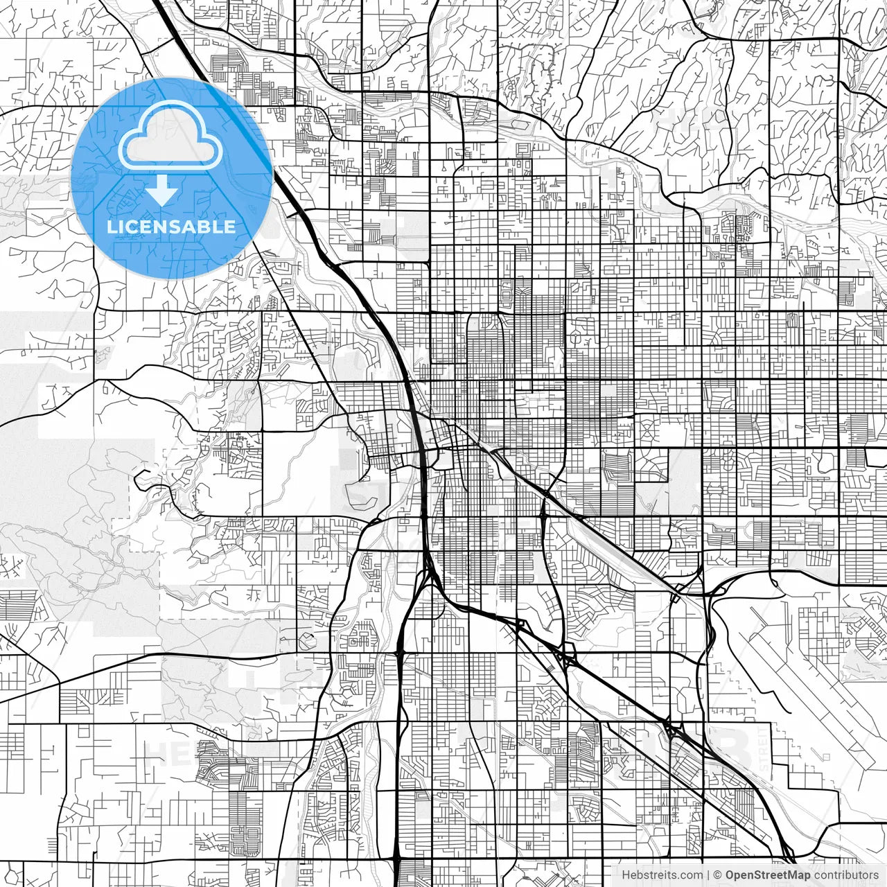 Vector PDF map of Tucson, Arizona, United States