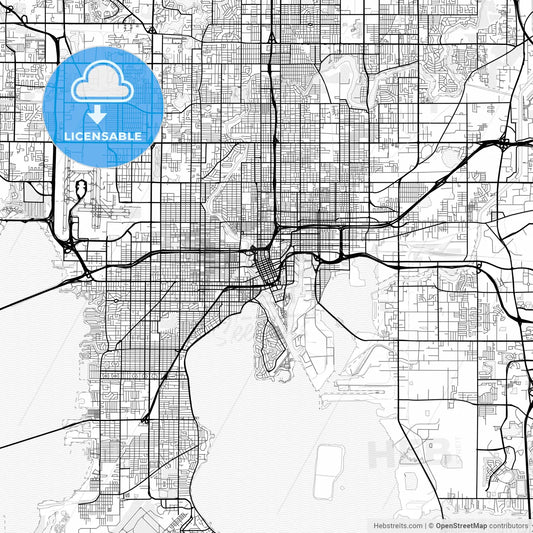 Vector PDF map of Tampa, Florida, United States