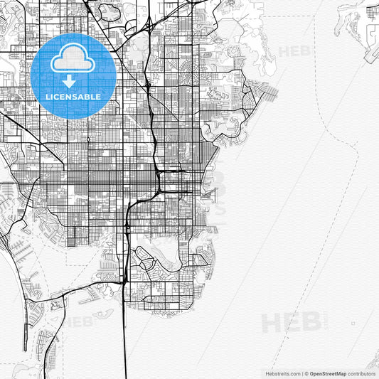 Vector PDF map of St. Petersburg, Florida, United States