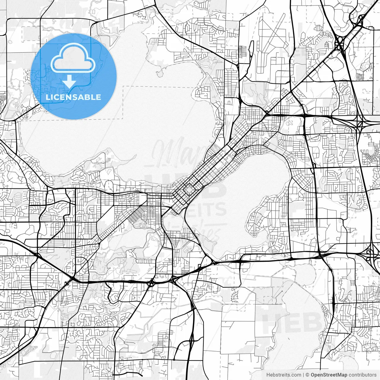 Vector PDF map of Madison, Wisconsin, United States