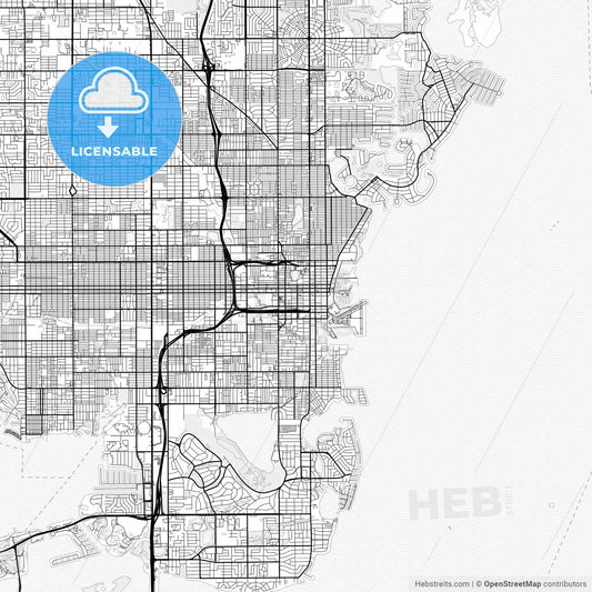 Vector PDF map of Norfolk, Virginia, United States