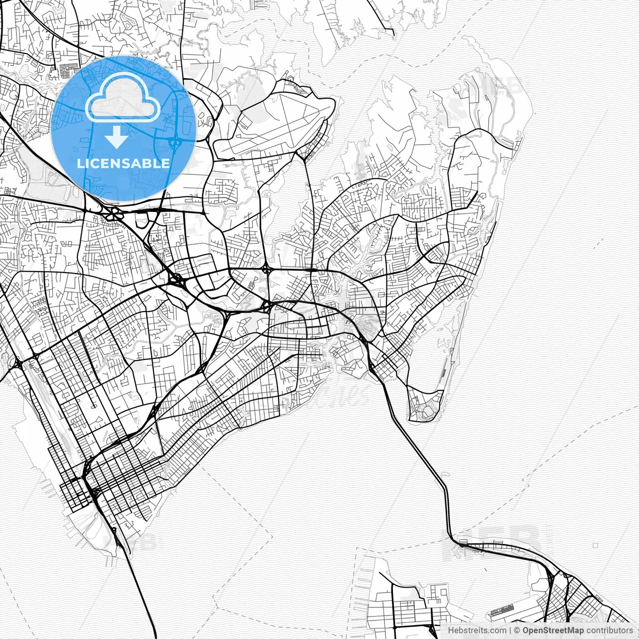 Vector PDF map of Hampton, Virginia, United States