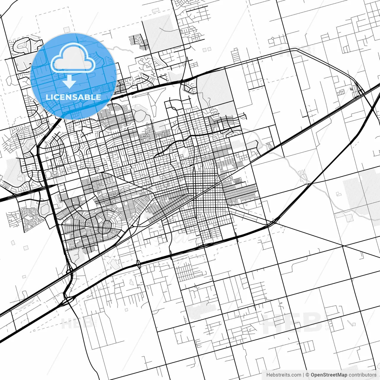 Vector PDF map of Midland, Texas, United States