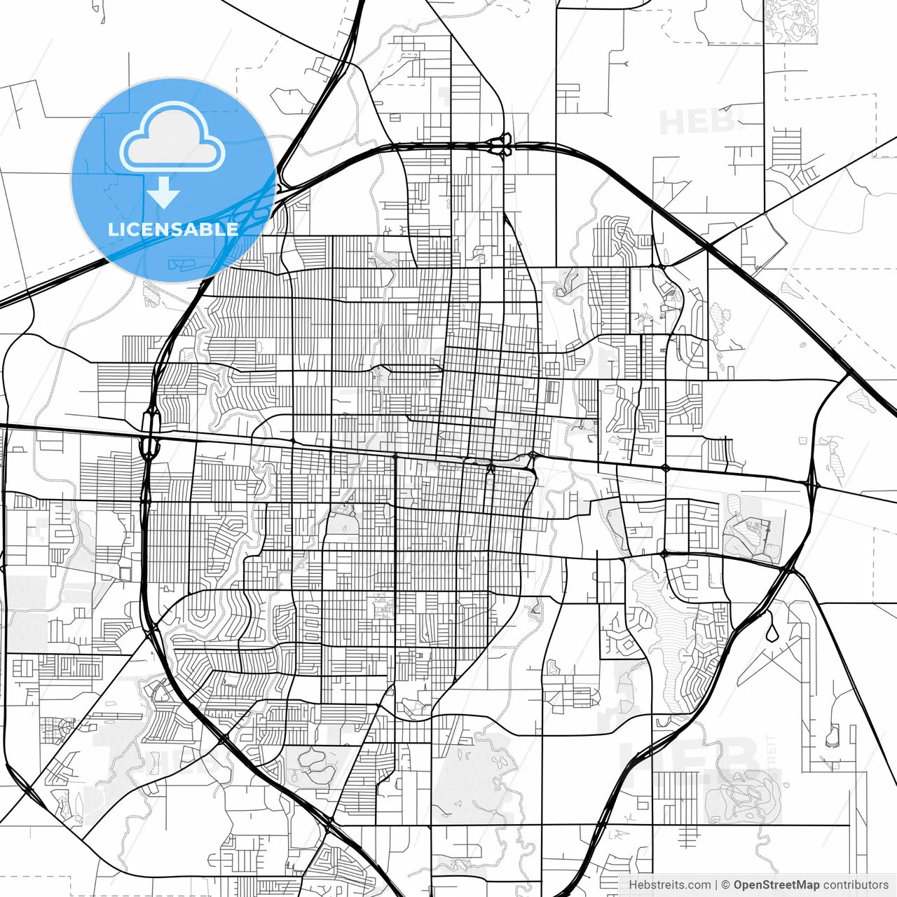 Vector PDF map of Abilene, Texas, United States