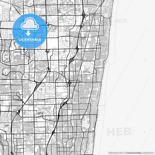 Vector PDF map of Pompano Beach, Florida, United States