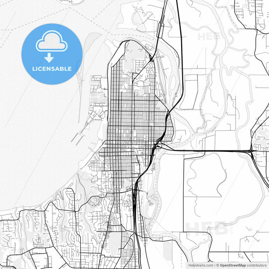 Vector PDF map of Everett, Washington, United States