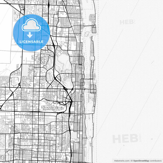 Vector PDF map of West Palm Beach, Florida, United States