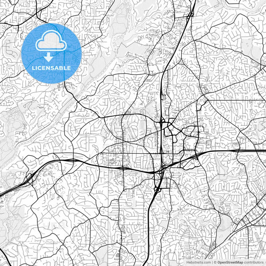 Vector PDF map of Sandy Springs, Georgia, United States