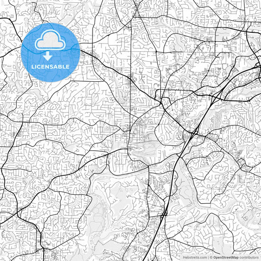 Vector PDF map of Roswell, Georgia, United States