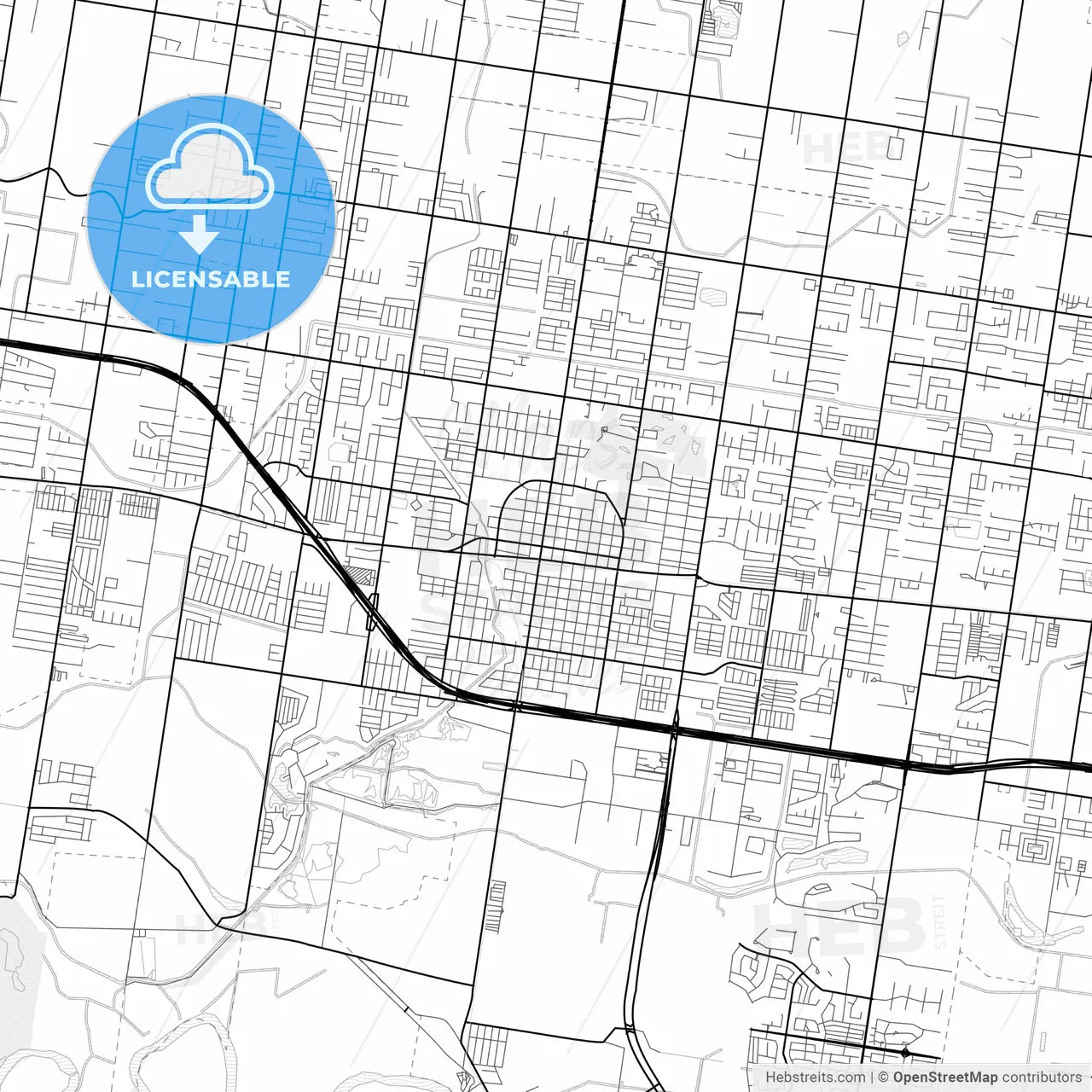 Vector PDF map of Mission, Texas, United States